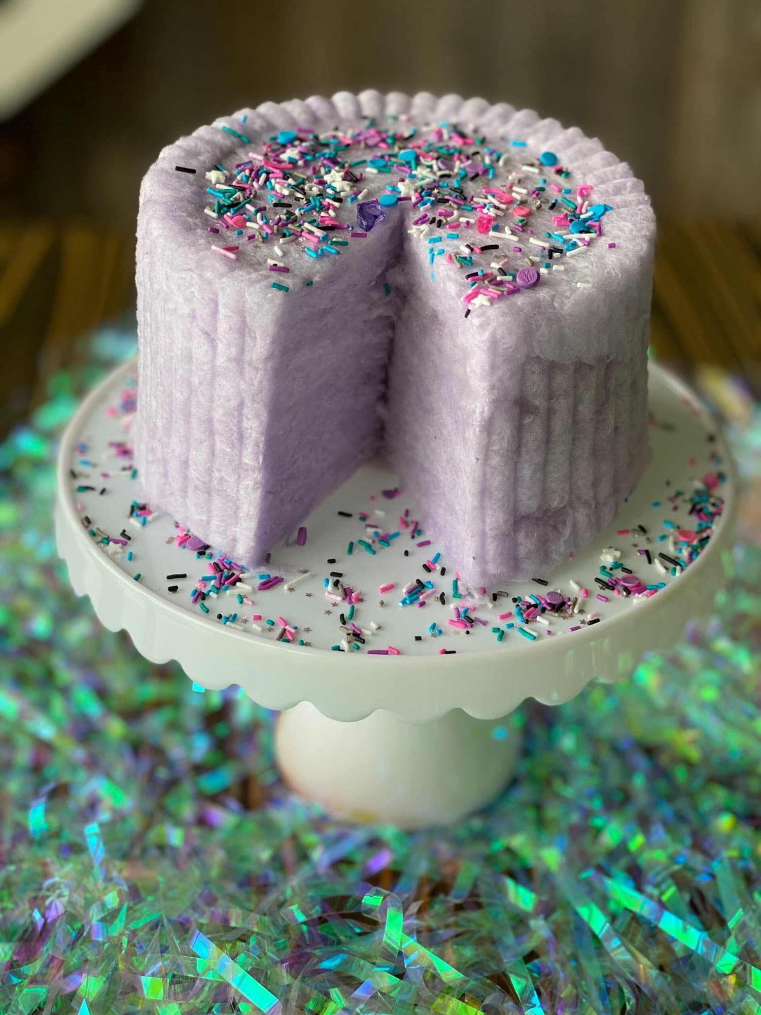 Single flavor cotton candy cake, hand-spun and packaged