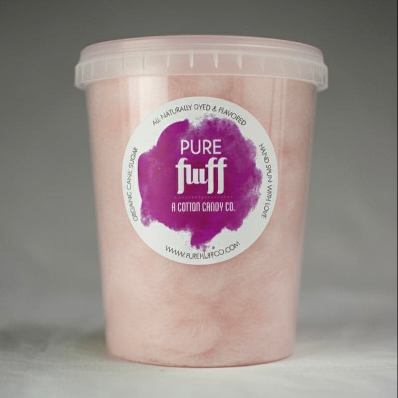 Champagne cotton candy, hand spun in a tub
