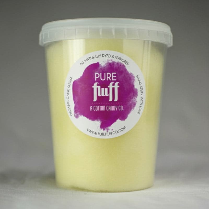 Lemonade cotton candy, hand spun in a tub