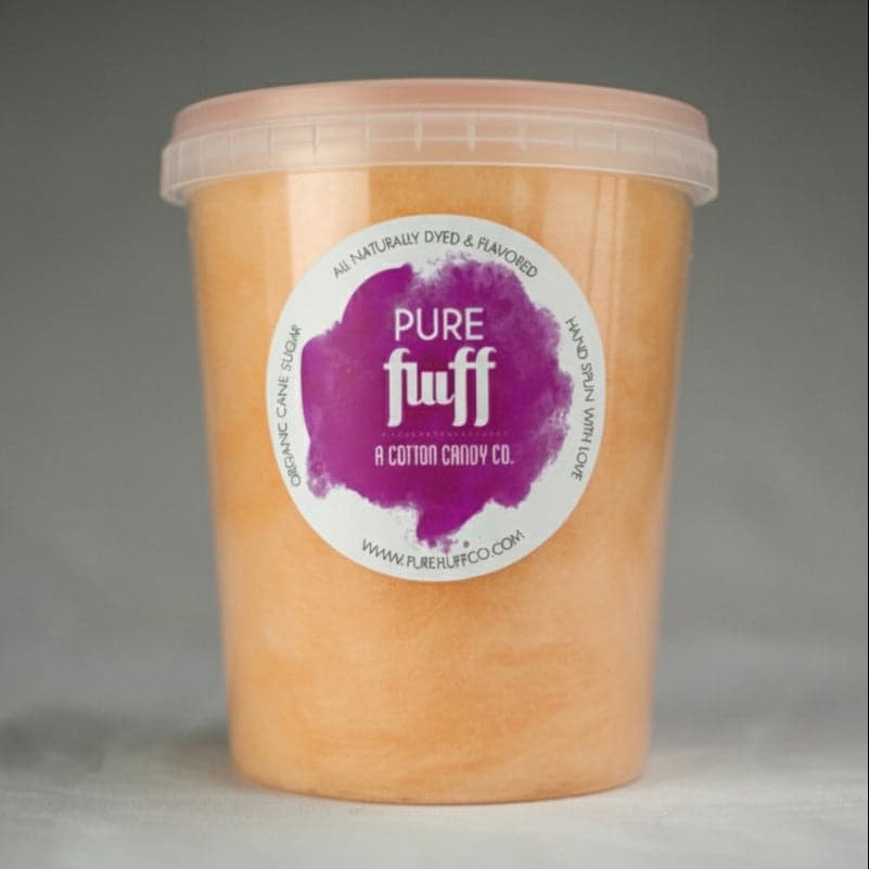 Pumpkin pie cotton candy, hand spun in a tub